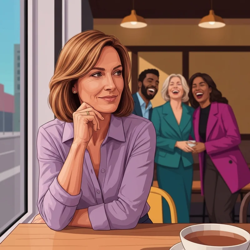 A woman reflecting on who your friends are in a supportive social environment.