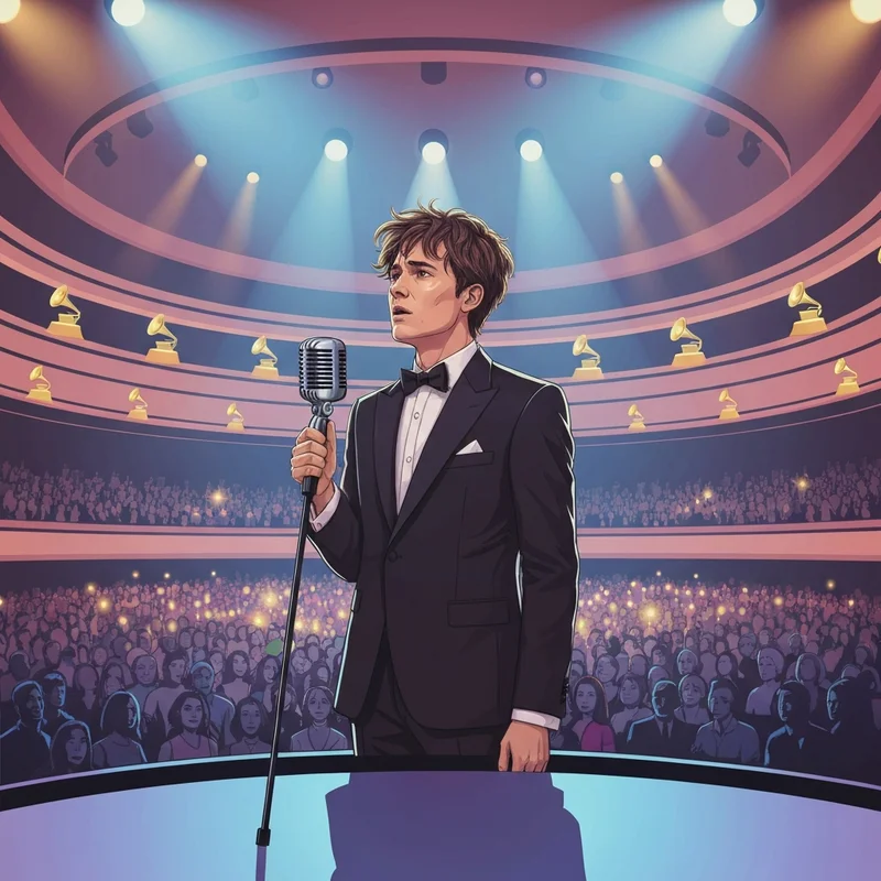 Alex Warren Grammys performance of Ordinary showing resilience despite technical malfunctions.