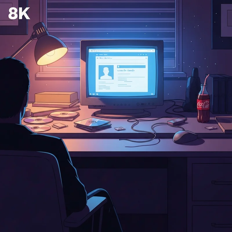 A nostalgic 2000s computer setup reflecting the a place for friends slogan era.