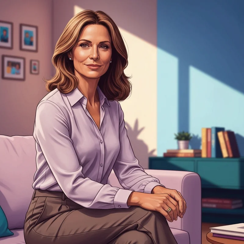 A sophisticated woman representing the target of a moms friend bj fantasy in a psychological context.