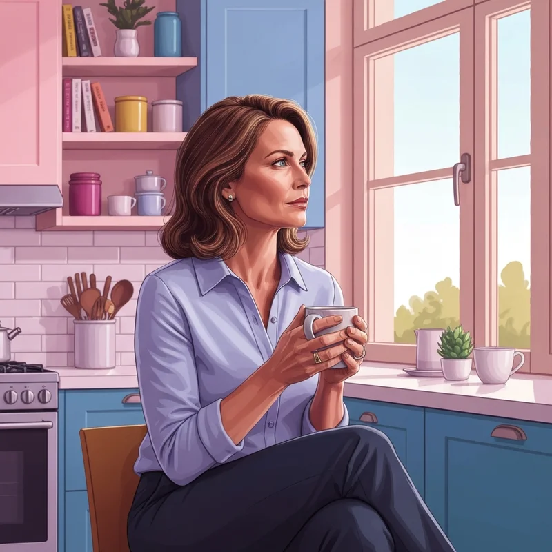 A woman reflecting on her growth, inspired by the transparency of Chrissy Teigen and her sobriety journey.