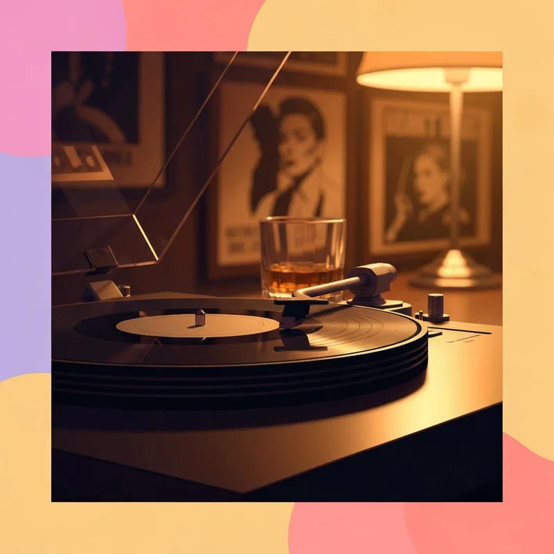 Vintage vinyl record player spinning the Joe Cocker With a Little Help from My Friends album in a warm, nostalgic room.