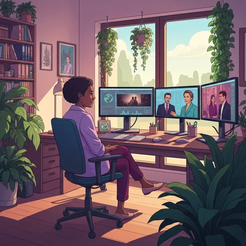 A professional creative working as a content producer friends of the earth in a sustainable home office.