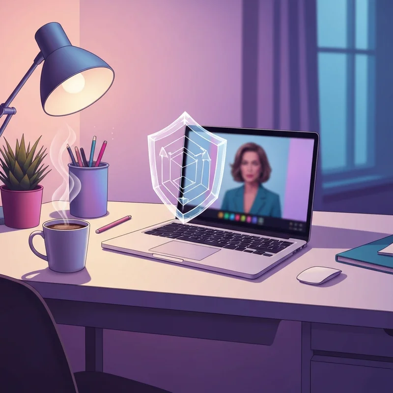 A professional home office setup showing a user reclaiming their privacy and learning how to remove ai companion from zoom.