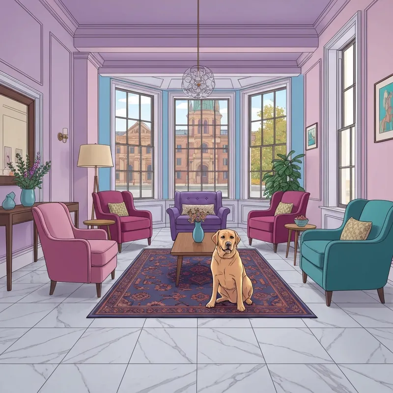 A luxury pet friendly hotel near me in Ottawa featuring a dog-friendly lobby.