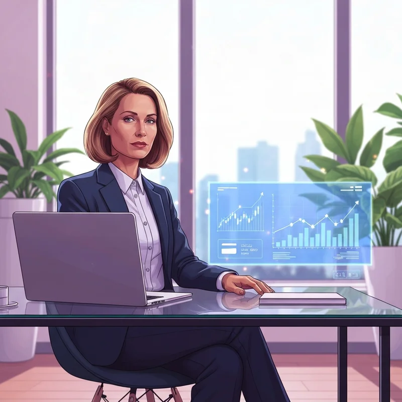 A modern professional reviewing a digital tablet showing bajaj finance share price and loan options in a bright home office.