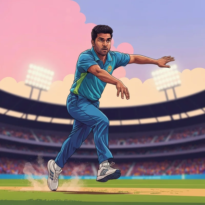 Mayank Yadav bowling at express pace for Lucknow Super Giants in the IPL.