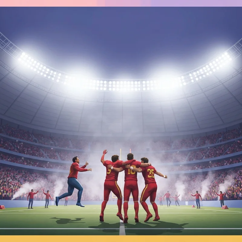 Dramatic celebration of Manchester United players after Benjamin Sesko scores the winning goal in the Man United vs Fulham match at Old Trafford.