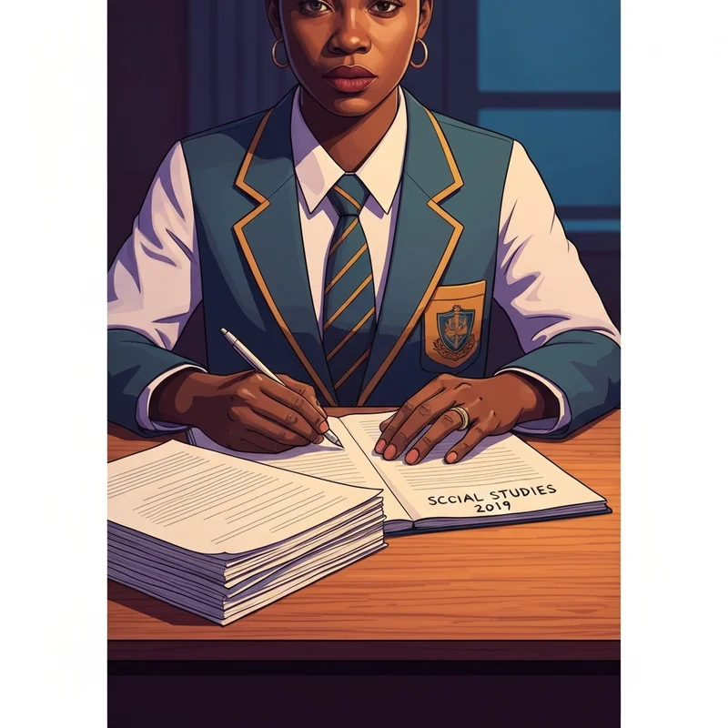 A focused student studying the wassce 2019 social studies questions and answers with highlighters and a notebook.