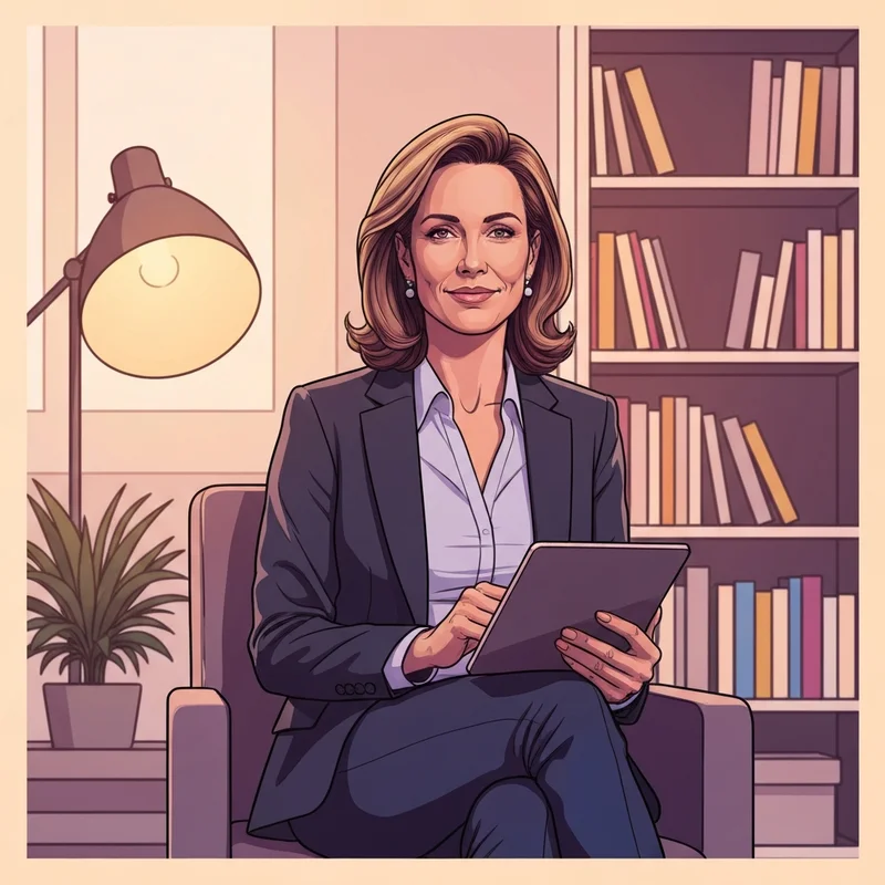 A clinical social worker in a modern office sitting confidently with a digital tablet, symbolizing malpractice insurance for social workers protection.