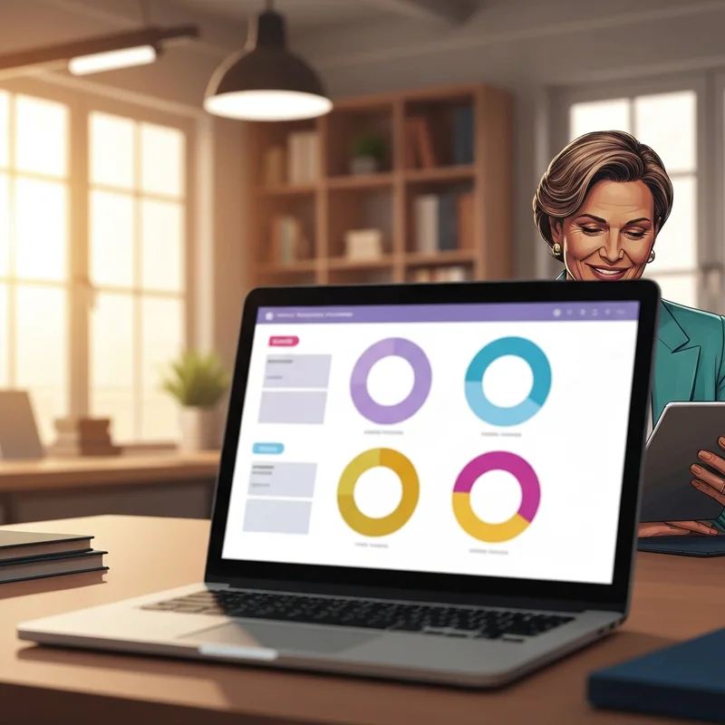 A professional checking my social selling index dashboard on a sleek laptop screen with holographic data overlays representing networking growth and career success.