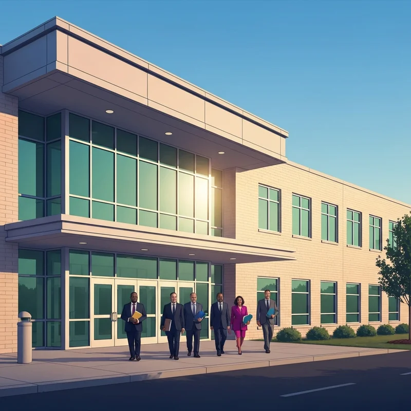 The exterior of the Cumberland Department of Social Services Fayetteville NC office at 1225 Ramsey Street, showing a modern municipal building with a welcoming entrance.