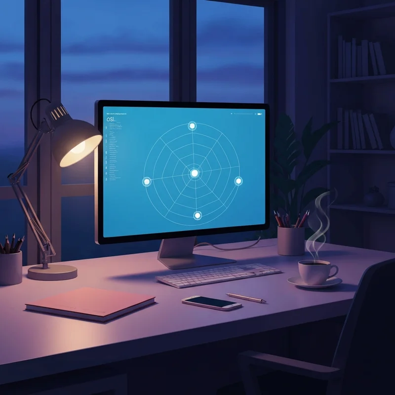 A sophisticated digital dashboard displaying the 7 list social media engagement graph osl with a clean radar chart and glowing data points.