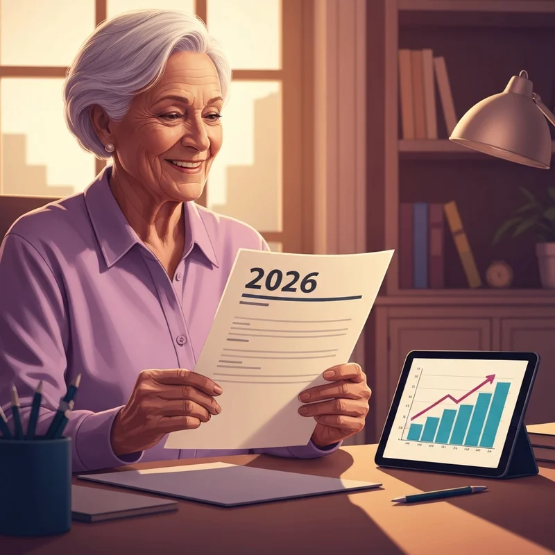 Infografía clara y detallada sobre el aumento seguro social 2026 con un calendario y montos estimados.