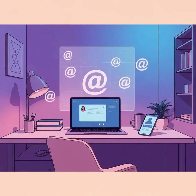 A visual representation of what is a social media handle showing various @ symbols and digital identity icons.