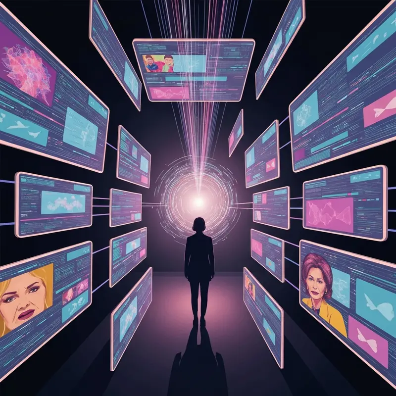 A glowing digital hourglass representing the first social media with a for you page idea and the evolution of algorithmic time.