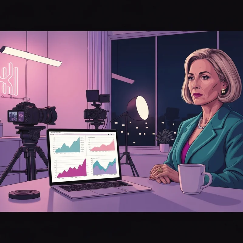 A professional creator workspace with multiple monitors showing data analytics, a high-end microphone, and a glowing smartphone, illustrating what social media platform pays the most.