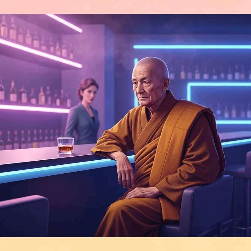 The mutatsu social link in Persona 3 Reload featuring a monk at a nightclub bar.