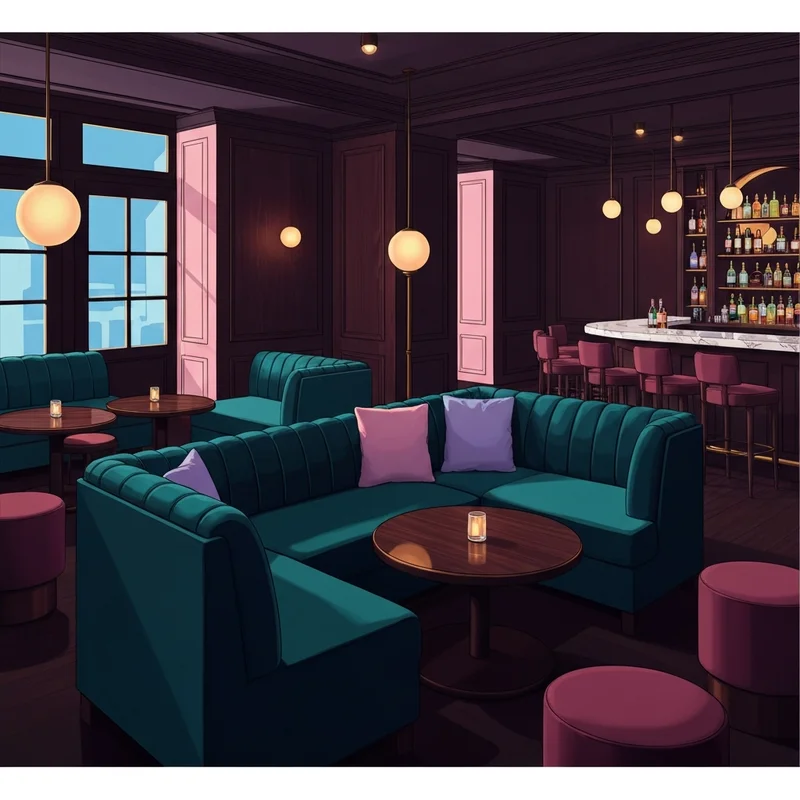 The intimate velvet interior and warm ambient lighting of Grove Street Social in the West Village.