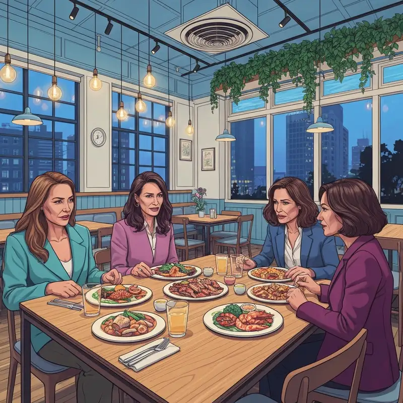 A vibrant ne social restaurant interior with people enjoying coastal-inspired decor and communal dining.