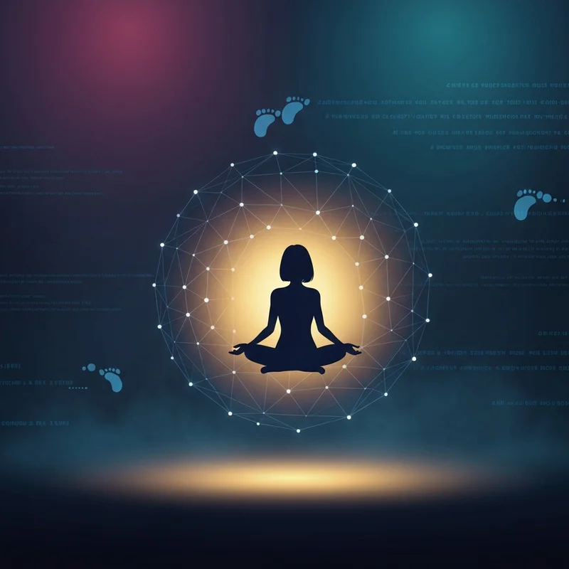 A conceptual visualization of the social net featuring digital data lines and a protective human silhouette.