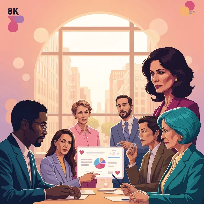 Diverse group of professional social workers collaborating in a modern office space for Happy Social Work Month 2025.