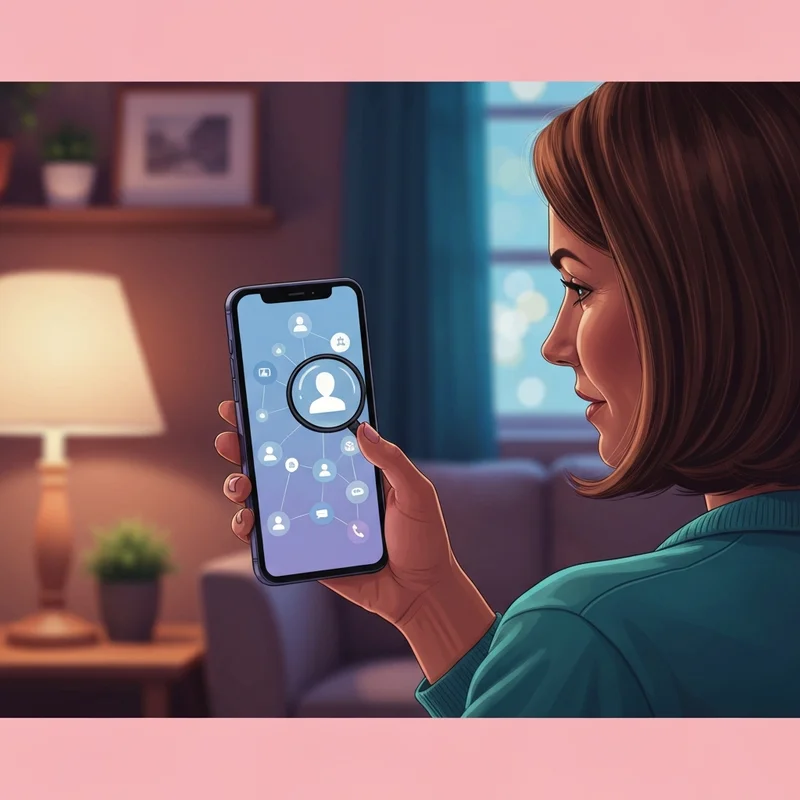 A person using a smartphone to perform a social media search by phone number free to verify a digital profile.