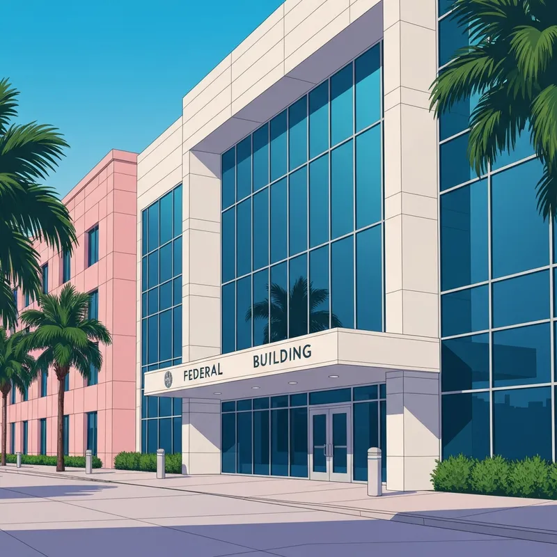 The exterior of the Social Security office Pensacola FL located at 411 W Garden St, featuring modern federal architecture and professional surroundings.