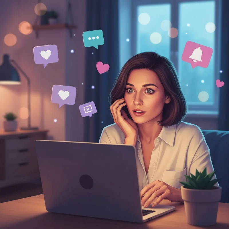 A young woman engaging with digital community icons on a screen, exploring if is youtube a social media platform.