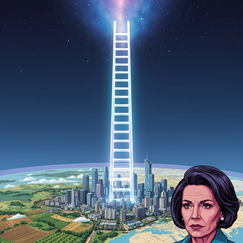 A conceptual ladder leaning against a globe representing social mobility ap human geography and human development.