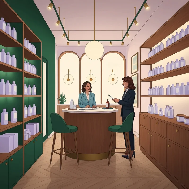 The elegant interior of Sociale Dispensary, a female-founded modern wellness boutique in Park Ridge IL.