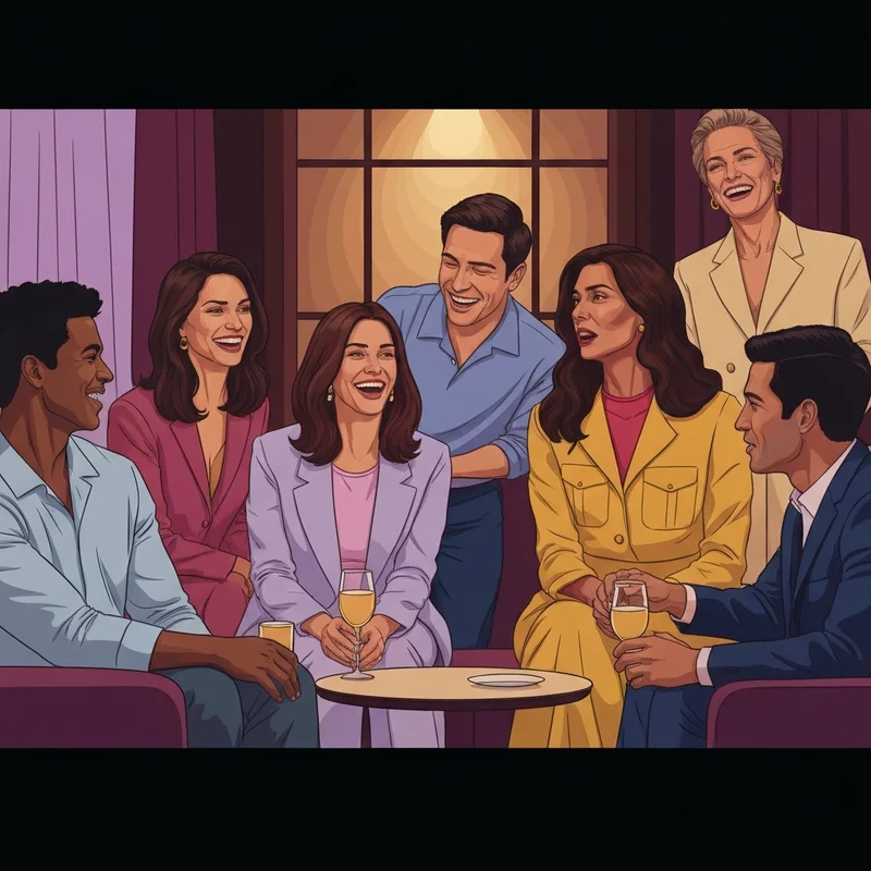 A group of young adults engaged in a vibrant conversation at a modern social gathering, illustrating the b social lifestyle.