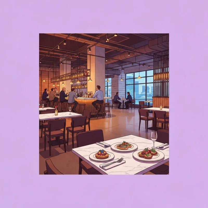 The vibrant interior of Kitchen Social Dublin in Bridge Park featuring modern decor and a busy social atmosphere.