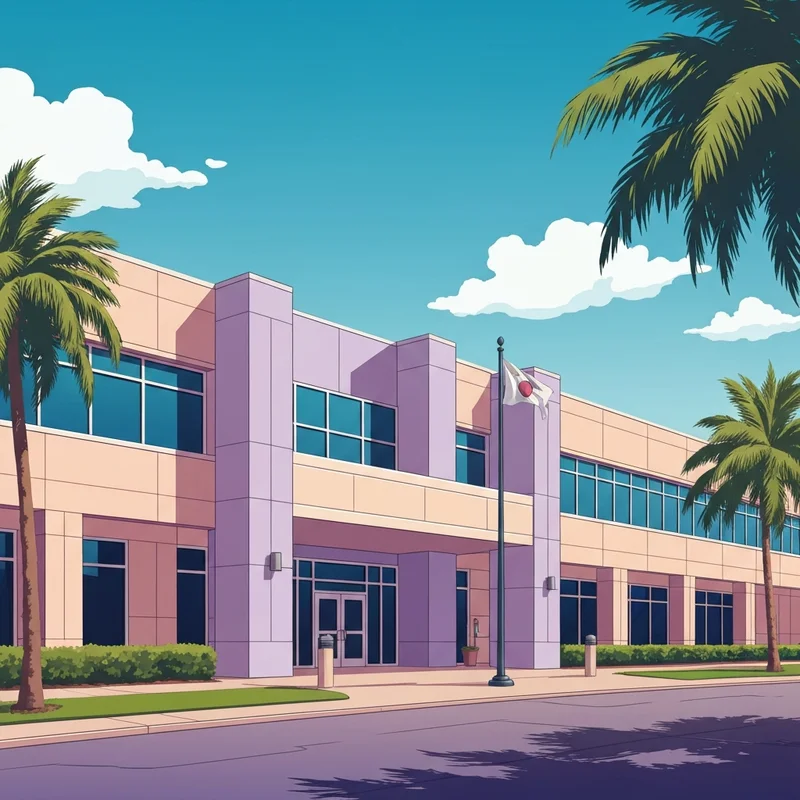 The exterior of a modern government building representing the social security office kissimmee fl, featuring professional landscaping and clear signage.