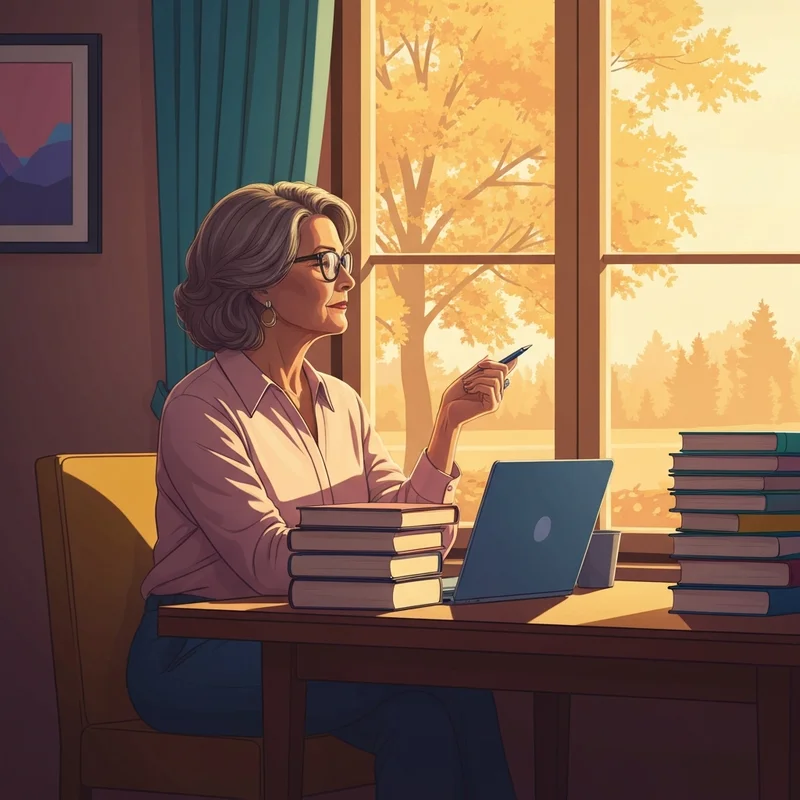 A mature female educator looking thoughtfully at a sunset horizon, representing the clarity of the Social Security Fairness Act and retirement planning for those who do teachers pay into social security.