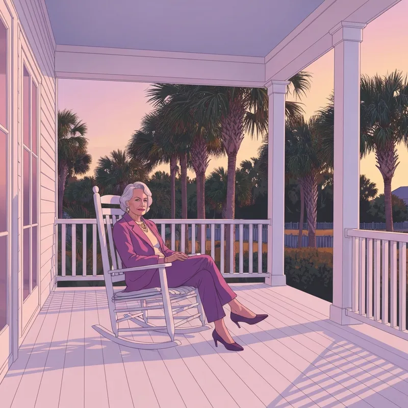 A peaceful retiree enjoying the sunset on a South Carolina porch, illustrating that South Carolina does not tax social security.
