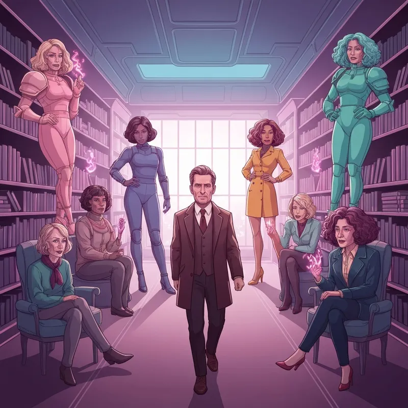 A diverse group of original characters standing together in a cinematic, stylized digital art style, representing the oc social network community.