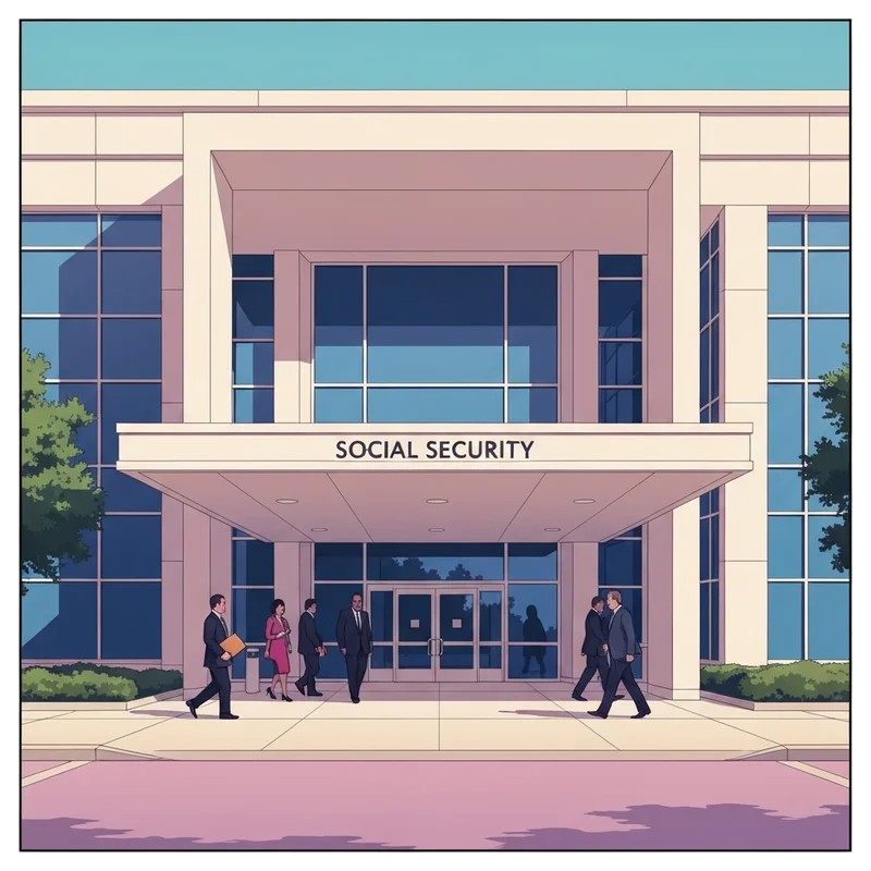 The exterior of a modern government building representing the social security office waco with professional signage and a clear blue sky.