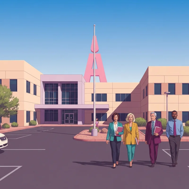 The exterior of the social security office albuquerque at 4300 Cutler Ave NE with the Sandia Mountains in the background.