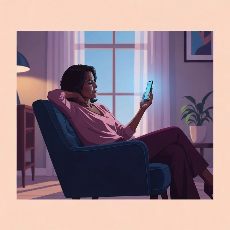 A woman reflecting on her phone screen, representing social media silent scroller traits