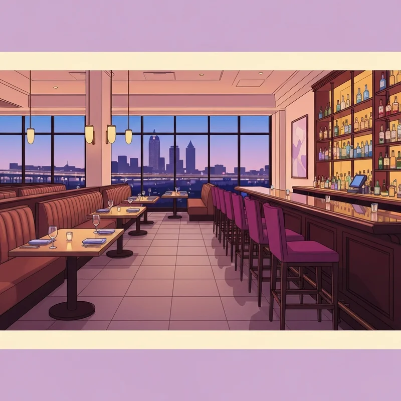 The upscale interior of Bristol Seafood Steak Social in the Kansas City Power & Light District showing a modern social dining atmosphere.