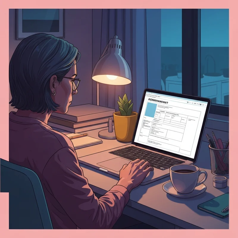 A close-up of a person filling out the social media identifier ds-160 example facebook reddit section on a laptop in a dimly lit room.