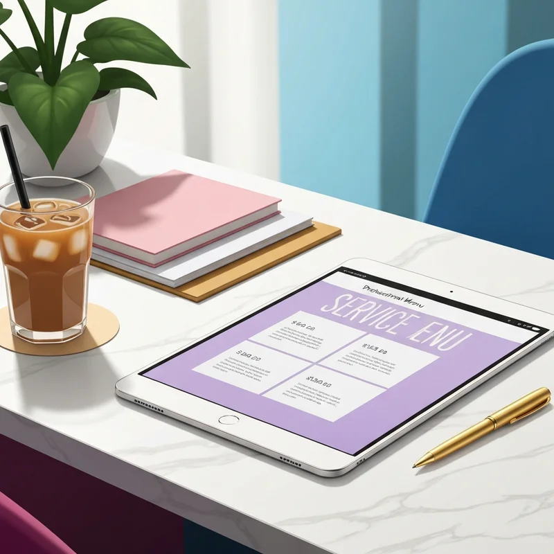 Professional social media management packages pricing guide on a high-end digital tablet with a minimalist aesthetic.