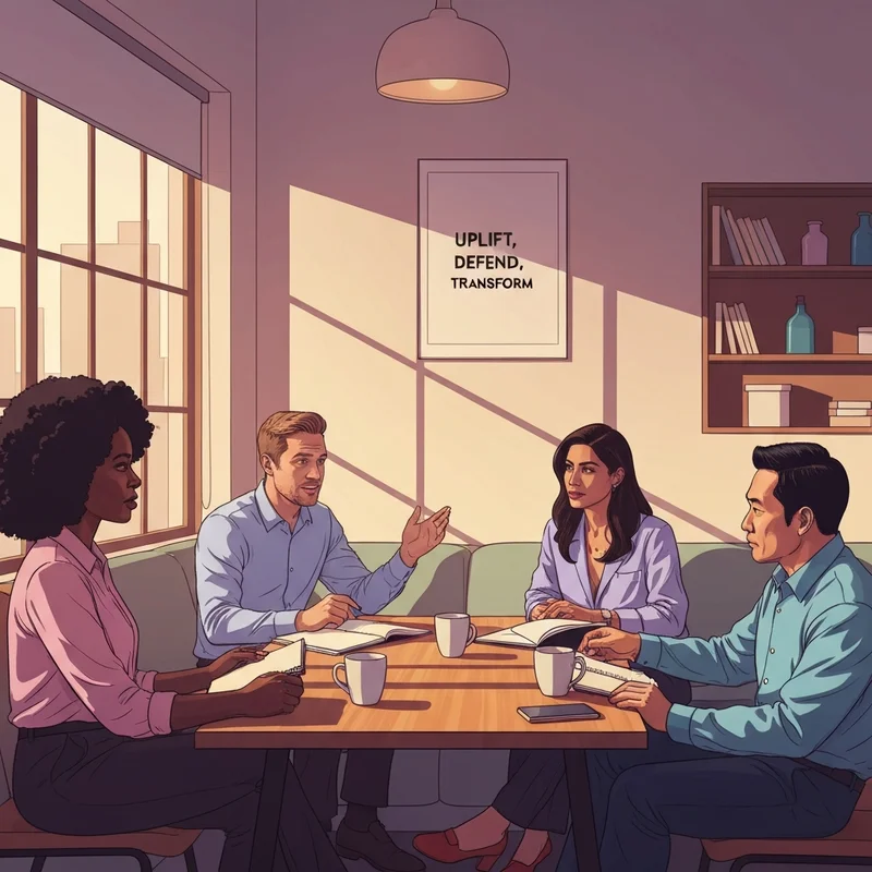 A group of diverse social workers collaborating in a bright, modern community center, representing Social Work Month.