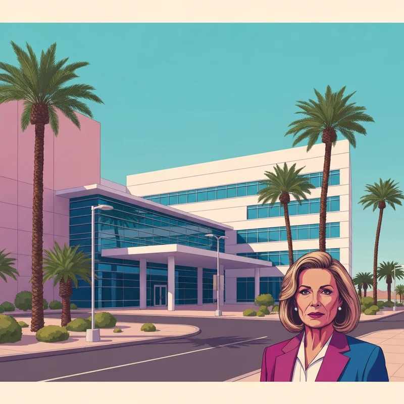 A modern government building exterior representing the social security office las vegas with clear signage and a desert landscape background.