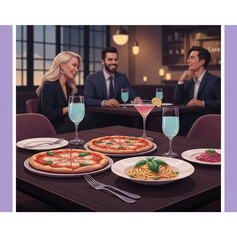 The trendy interior of a Munster restaurant showcasing the windy city social menu items on a dark wood table.