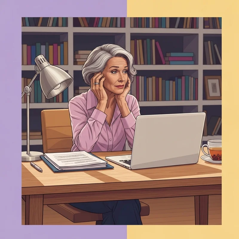 A mature person smiling while using a laptop to complete social security applications online in a bright, secure home office setting.