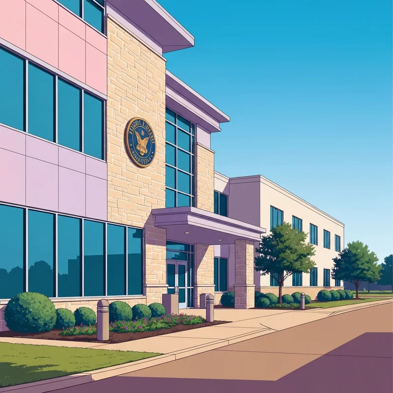 The exterior of a modern government building representing the social security mckinney office with a focus on accessibility and professional service.