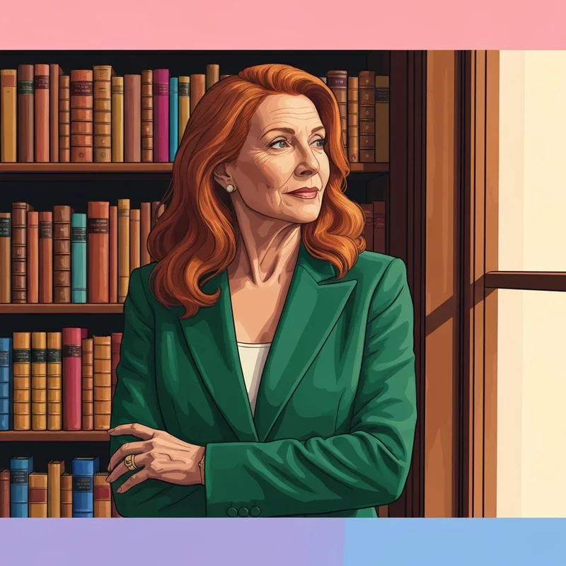 Sarah Ferguson, the Duchess of York, standing in a formal setting with a determined expression, representing royal reputation and the complexities of the Epstein documents.