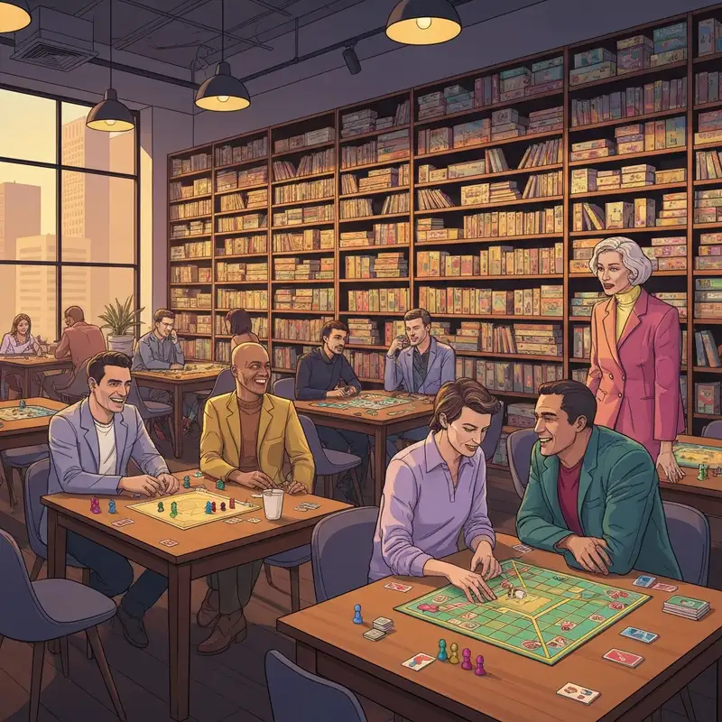 The vibrant interior of Pi Social Karachi featuring groups of friends playing board games in a modern DHA lounge.